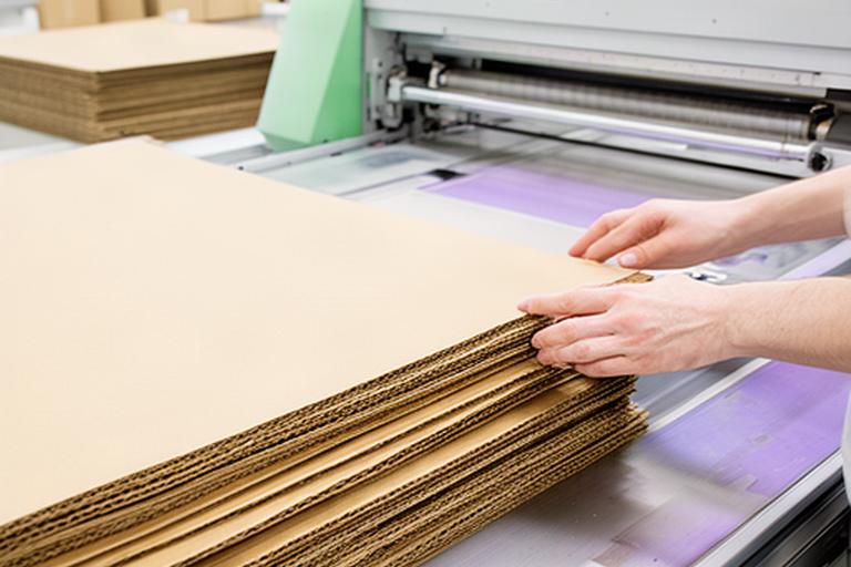 FSC-zertifizierte Kartonbögen in einer hellen Verpackungsproduktion