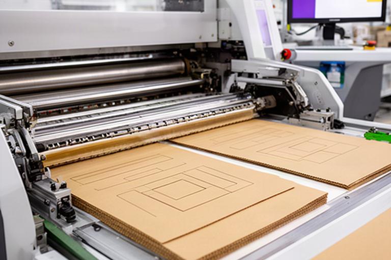 Stanzautomat bei der präzisen Bearbeitung von bedruckten Kartonbogen in der Produktion