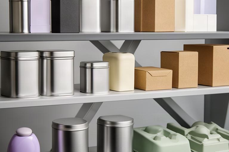 Individuell gefertigte Metall- und Kartonverpackungen in einem Musterregal